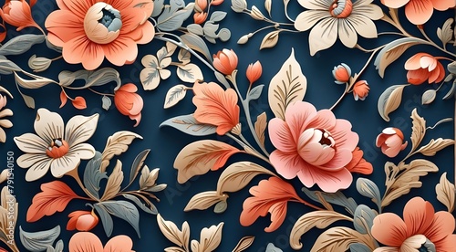 Perfect for wallpaper or textile prints in traditional or ethnic styles, this lovely floral pattern is reminiscent of old-fashioned tile motifs.