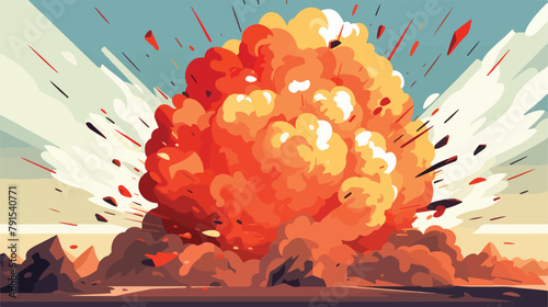 Explosion detonation and comic boom of bomb explosi