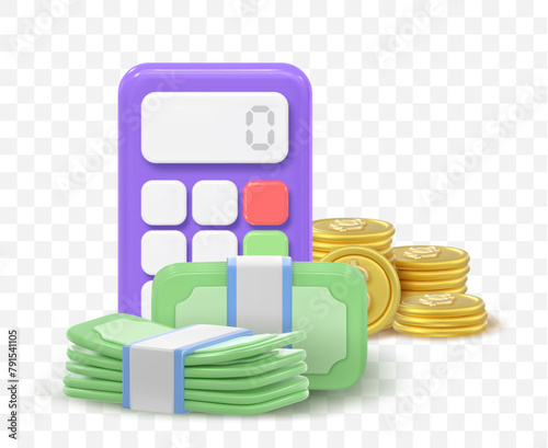 3d icon calculator. Concept of financial management