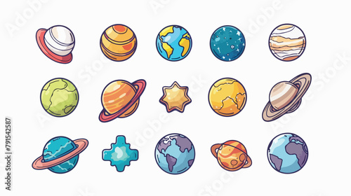planet icon logo design template Hand drawn style vector