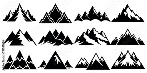 vector Mountain silhouette set. Rocky Mountains Icon collection 