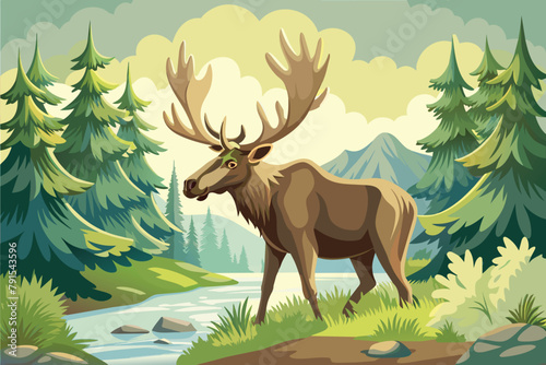moose mammal in its natural habitat background