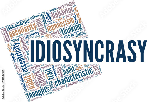 Idiosyncrasy word cloud conceptual design isolated on white background.