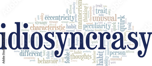 Idiosyncrasy word cloud conceptual design isolated on white background.