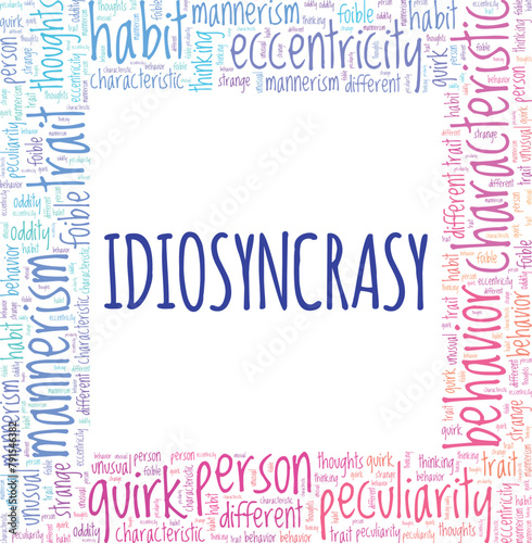 Idiosyncrasy word cloud conceptual design isolated on white background.