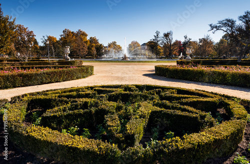 The Garden of Parterre and Fountain of Ceres on the background. Aranjuez. Madrid. Spain. Europe.