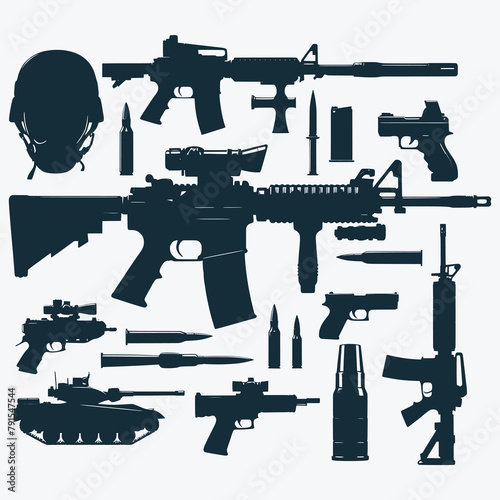 Guns Vector, Military Weapon , Pistol Svg, Weapon svg, Rifle silhouette Vector File