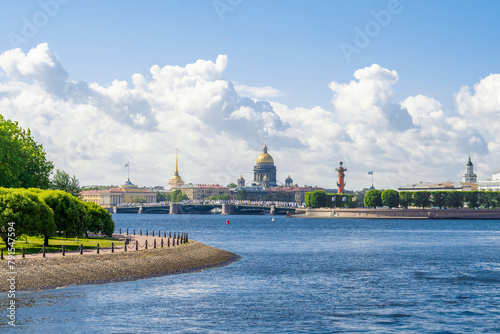 Saint Petersburg, Russia - 30 may 2023: View of the Spit of Vasilyevsky Island and the sights of Petersburg photo