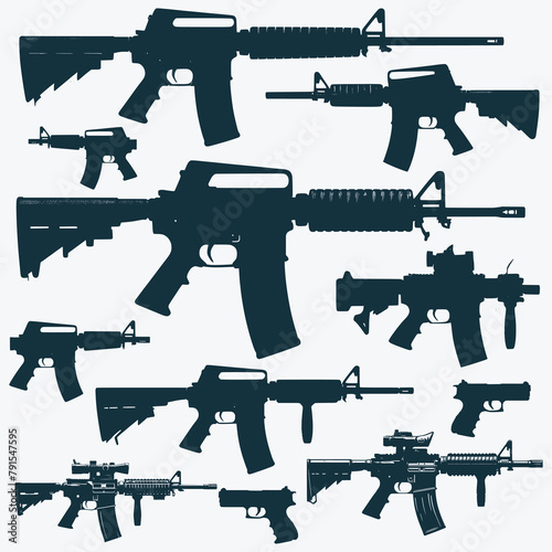 Guns Vector, Military Weapon , Pistol Svg, Weapon svg, Rifle silhouette Vector File