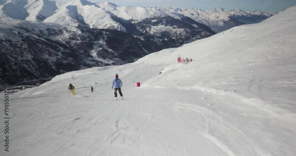 Skiing in the Alps follow shot Skiing in the Alps follow shot