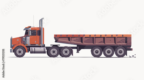 Big truck with trailer. Vector flat illustration Hand
