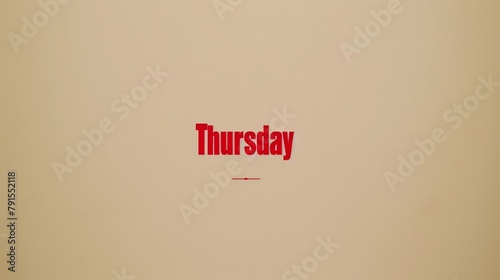 Thursday Typography Against White Background - Day-Specific Signage, Office Decor, Time Tracking - Workspace Supplies, Productivity Apps