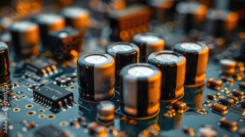Detailed view of a power electronics project with visible heat sinks and capacitors photo