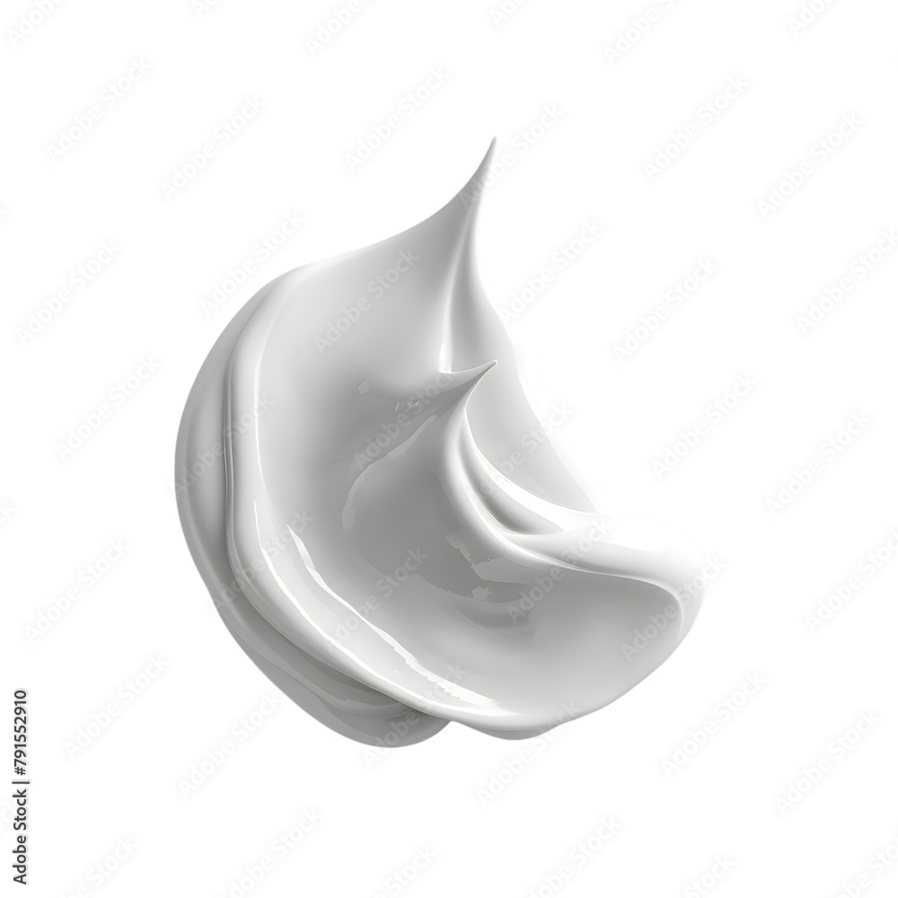 Fototapeta premium White cream smear mockup top view isolated on transparent background. Swatch fluid smudge concealer, smear hand cream.