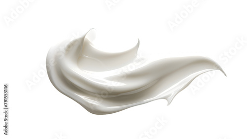 White cream smear mockup top view isolated on transparent background.  Swatch fluid smudge concealer  smear hand cream.