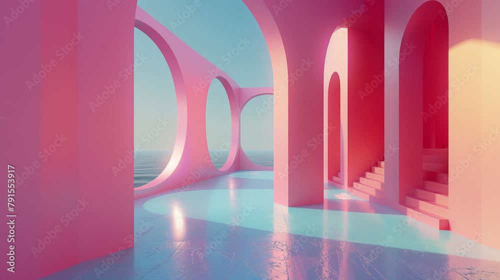Fototapeta premium 3d render minimal style futuristic surreal