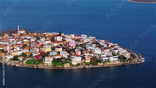 Sliding Aerial Shot Over Gölyazı, Uluabat Lake’s Hidden Gem