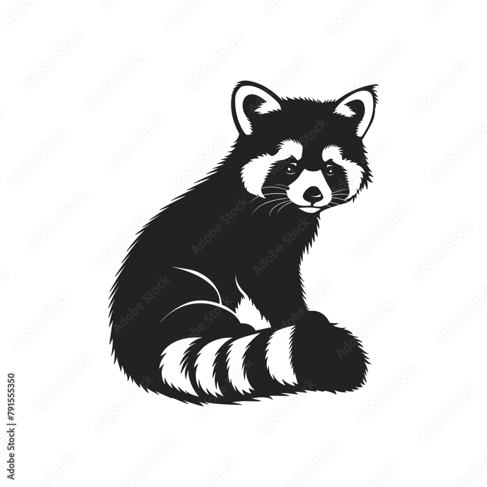 Cute red panda silhouette. Cartoon animal design. Vector illustration
