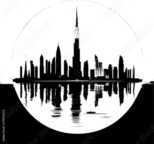 Flat Vector Art Illustration of Dubai, Epic Composition