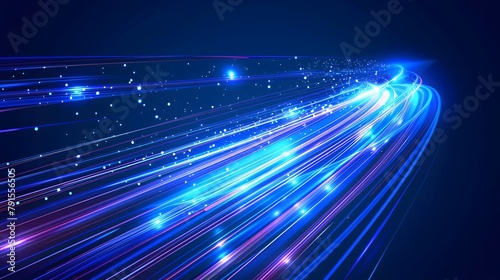 Blue light streak, fiber optic, speed line, futuristic background for 5g or 6g technology wireless data transmission, high-speed internet in abstract. internet network concept. vector design.