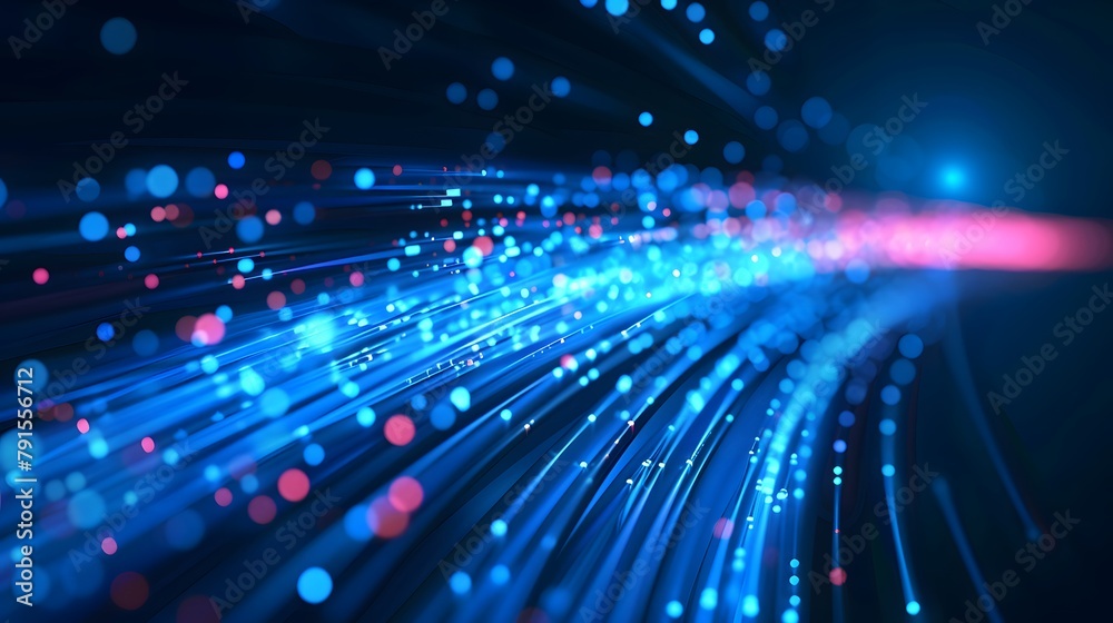 Obraz premium Blue light streak, fiber optic, speed line, futuristic background for 5g or 6g technology wireless data transmission, high-speed internet in abstract. internet network concept. vector design.