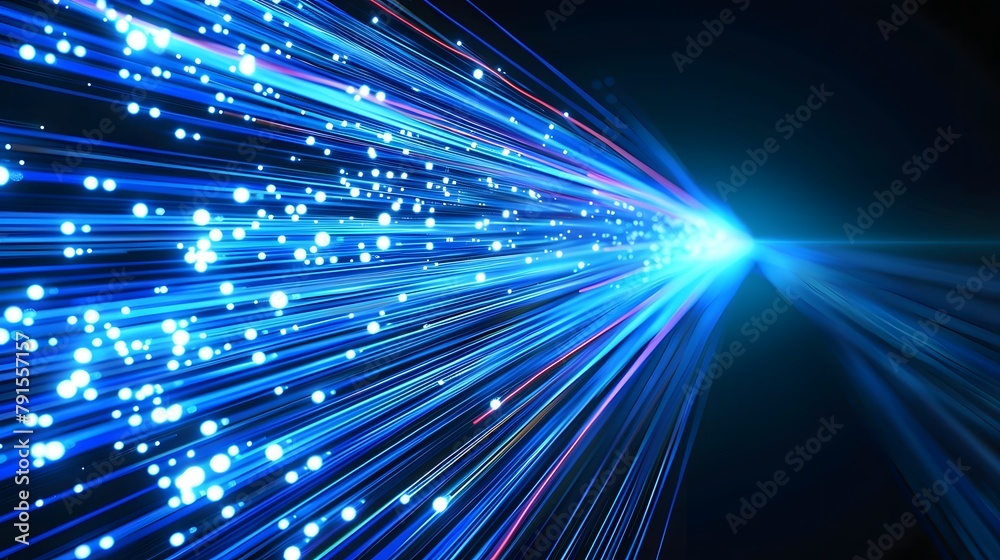 Obraz premium Blue light streak, fiber optic, speed line, futuristic background for 5g or 6g technology wireless data transmission, high-speed internet in abstract. internet network concept. vector design.