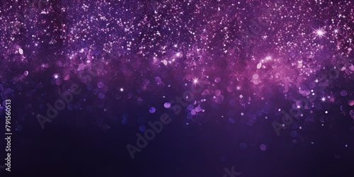 Purple glitter texture background with dark shadows, glowing stars, and subtle sparkles with copy space for photo text or product, blank empty  photo