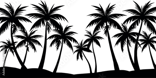 a collection of black and white illustrations of palm trees.