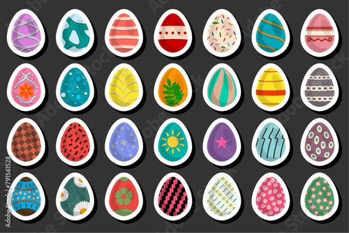 Illustration on theme celebration holiday Easter with hunt colorful bright eggs