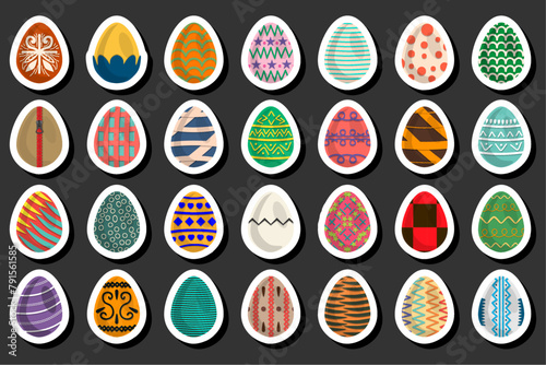 Illustration on theme celebration holiday Easter with hunt colorful bright eggs
