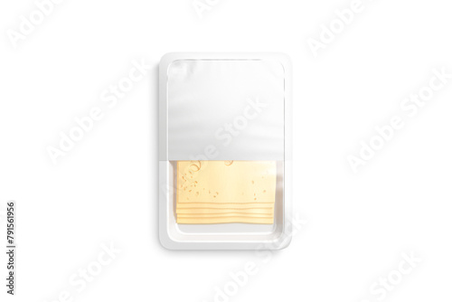 Blank white transparent cheese pack mockup, top view (ID: 791561956)