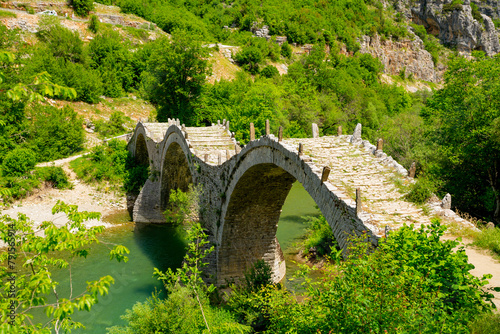 Zagorohoria stone bridge, Greece. Plakidas arch bridge 