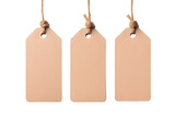 Brown natural craft kraft paper hang tags isolated on transparent background