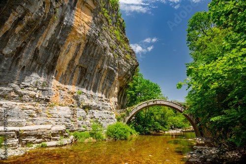 Zagorohoria stone bridge, Greece. Lazaridi arch bridge 