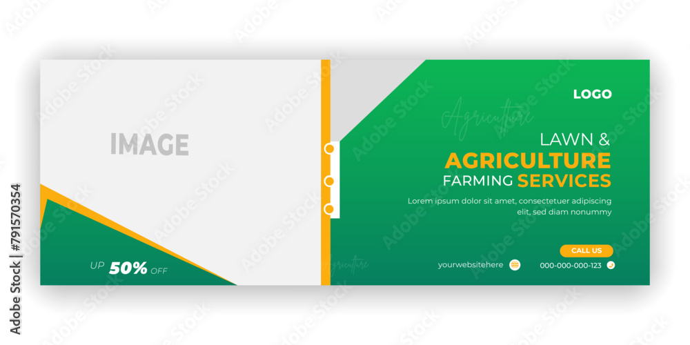 Agricultural and farming services web banner or social media post lawn gardening banner template Agricultural and farming services web banner or social media post lawn gardening banner template