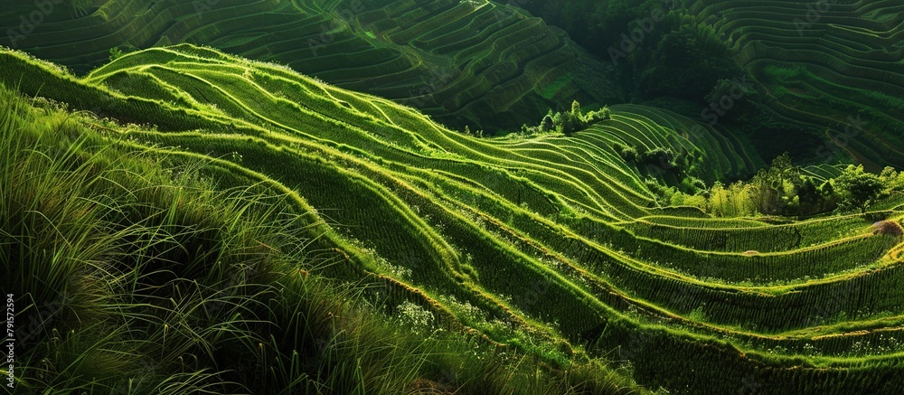 Nature landscape terracing of Beautiful Rice terraces.
