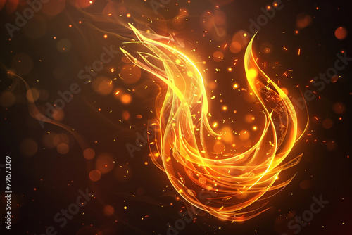 A dynamic 3D-rendered fire icon, with swirling flames and glowing embers that evoke a sense of movement and warmth against a solid backdrop.