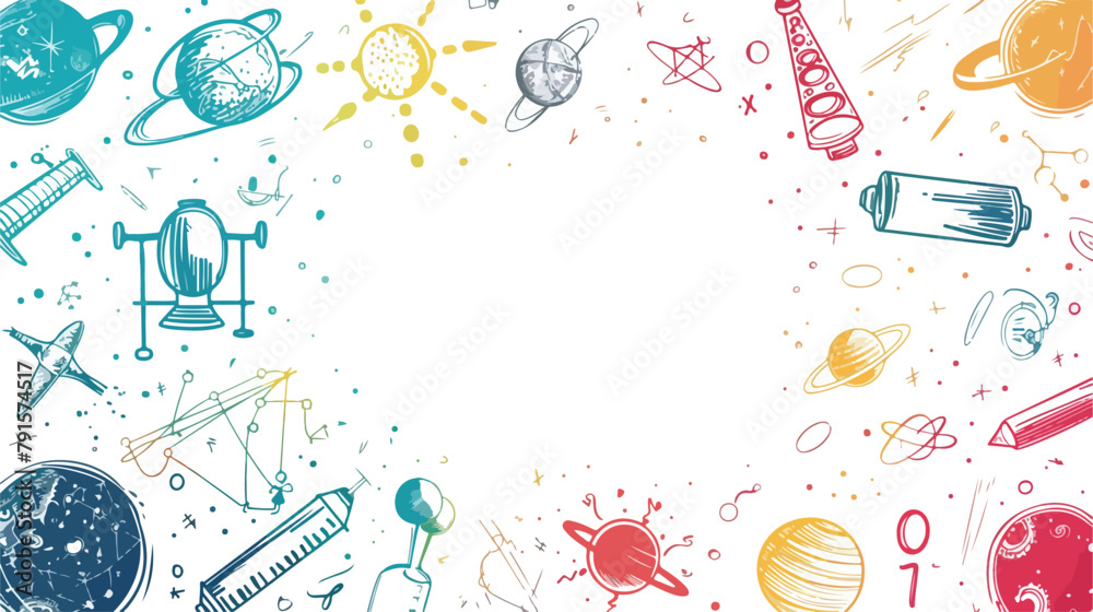 Creative hand drawn vector Physics background with do