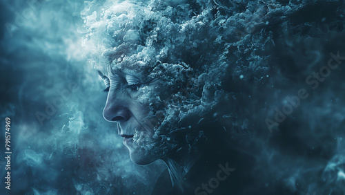 Memory Fade: Digital Illustration of Alzheimer's Disease and Mental Disorders, Dementia  photo