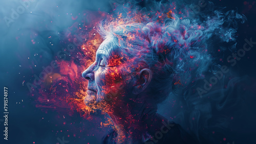 Memory Fade: Digital Illustration of Alzheimer's Disease and Mental Disorders, Dementia  photo