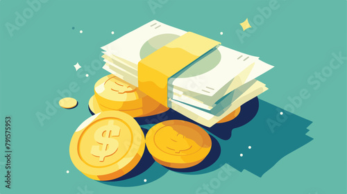 Flat icon of money euro vector icon 2d flat cartoon photo