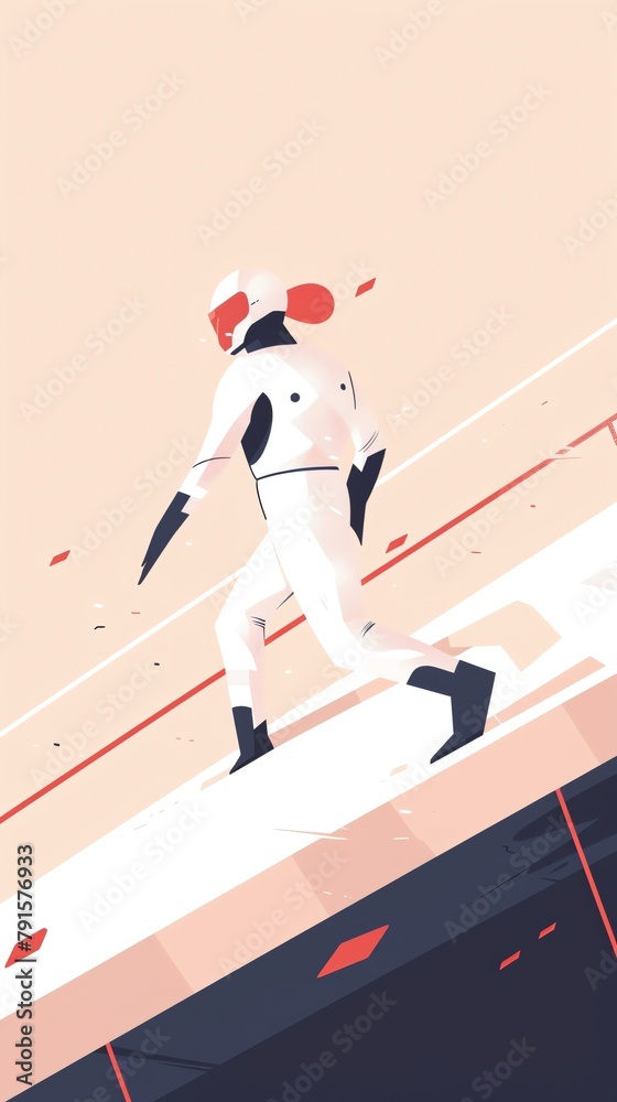 Fototapeta premium futuristic sports competition, athletes with cybernetic enhancements, dynamic stadium, scifi style, competitive and highenergy, in the year 2100