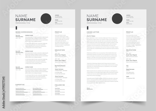 Elegant resume template, Minimalist Resume and Cover Letter Set