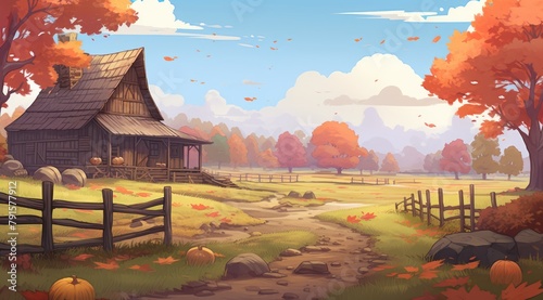 Rustic barns amid autumn foliage, quintessence of fall