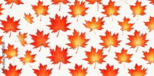 Watercolor Illustration of a Maple Leaf Pattern