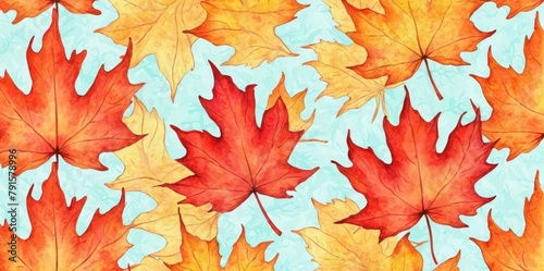 Watercolor Illustration of a Maple Leaf Pattern