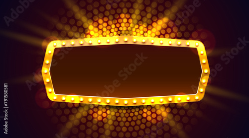 Light frame label, event bar casino, show signboard. Vector illustration