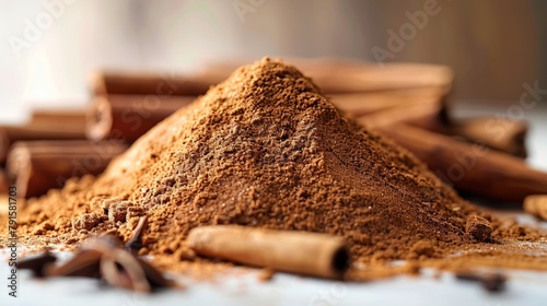 Ceylon Cinnamon Powder Spice Seasoning Isolated Generative AI