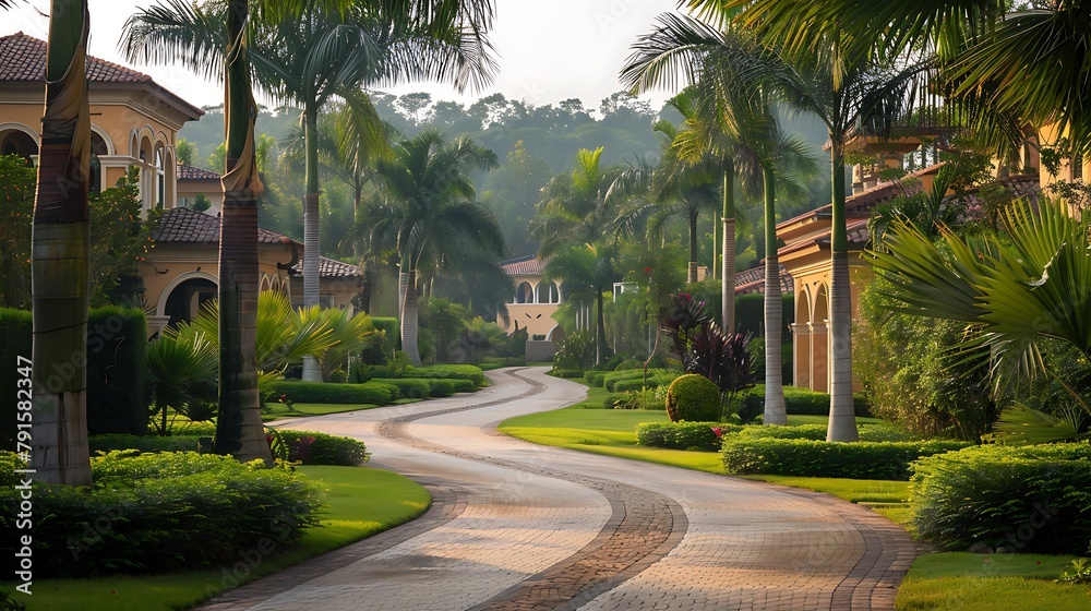 Luxury Villas Walking Path And Palm Trees