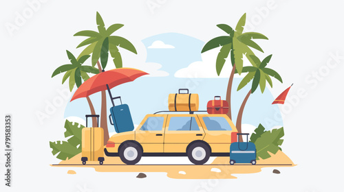 Car suitcase bags and other luggage palm trees and um © Ali